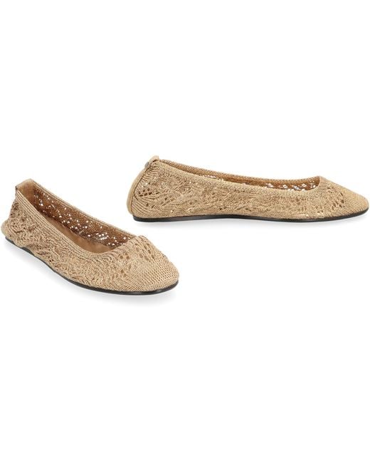 Isabel Marant White Belna Crochet Ballet Flats Knit: Polyester Ballerina Shoes