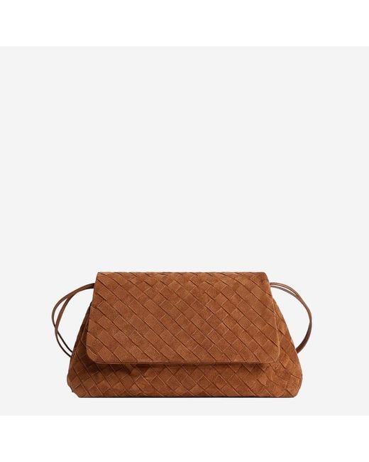 Bottega Veneta Brown Suede Day Pouch Bag Calf Skin Clutch