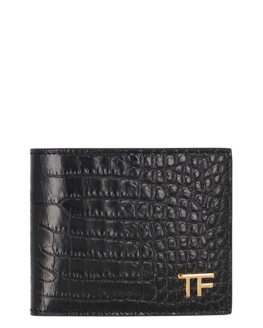Tom Ford Black Leather Flap-over Wallet for men