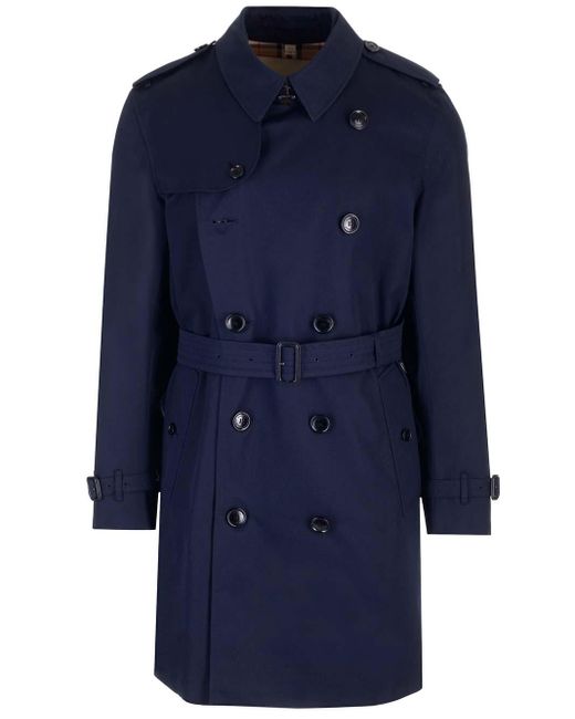 Burberry Blue Medium The Kensington Trench Coat for men