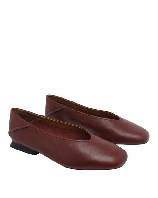 Camper Brown Flat Shoes Calf Leather/Rubber Sole