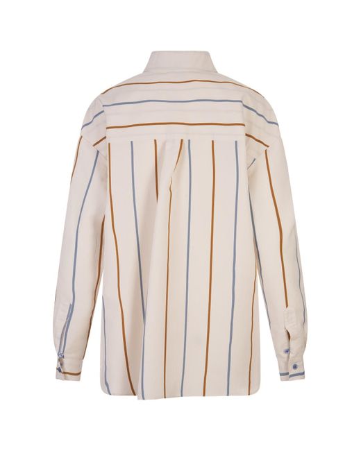 Stella Jean White Over Fit Striped Cotton Shirt