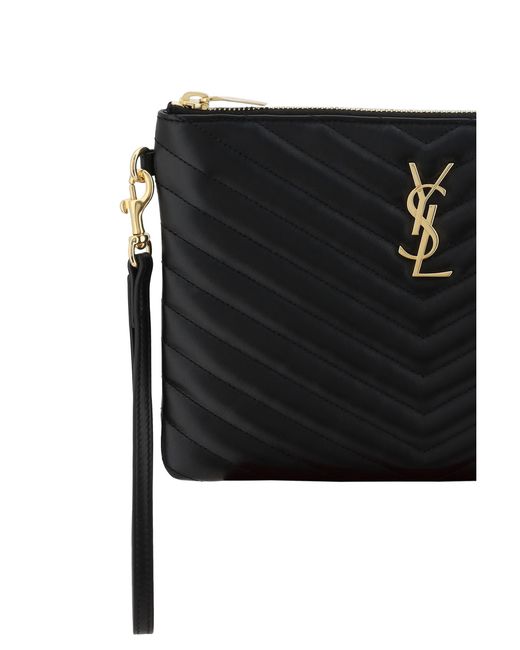 Saint Laurent Black Matelassé Pouch Bag