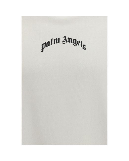 Palm Angels White Beige Cotton Sweatshirt for men