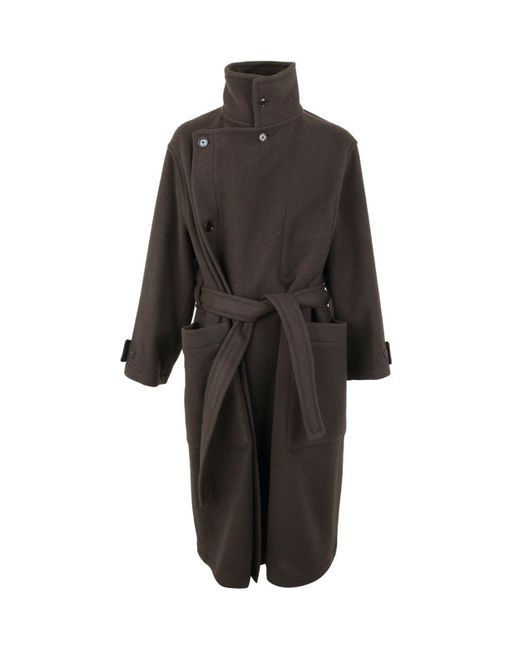 Lemaire Black Wrap Coat for men