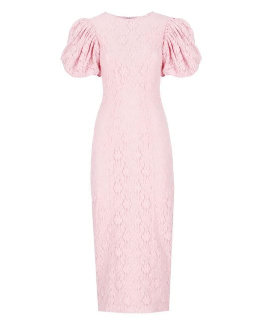 ROTATE BIRGER CHRISTENSEN Pink Lace Midi Dress