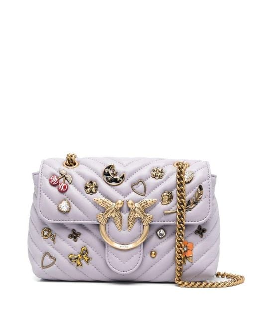 Pinko White Love Logo-charm Quilted Bag