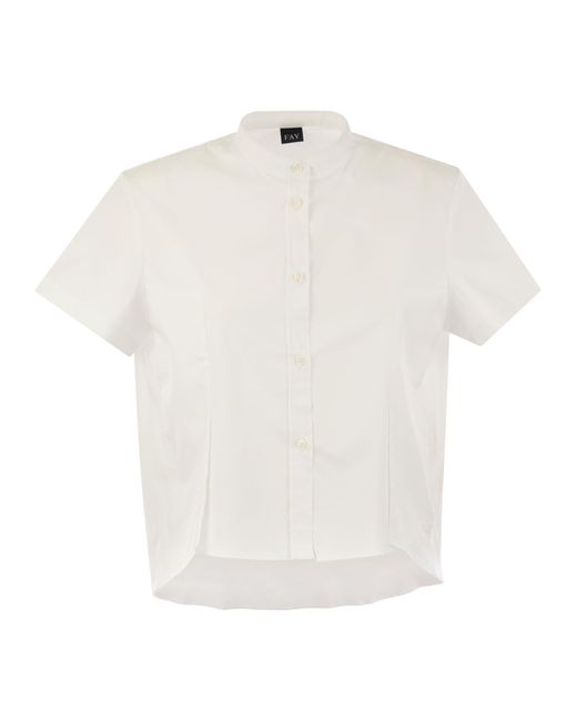 Fay White Mandarin Collar Shirt