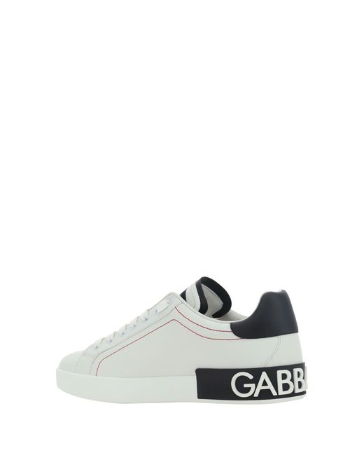 Dolce & Gabbana White Leather Sneakers- Calf Trainers for men