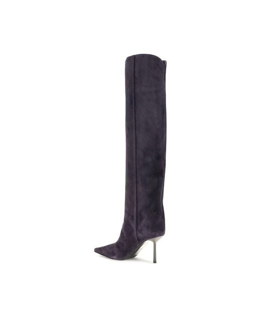 Le Silla Blue Calf Leather Bos Taurus Over The Knee Shoe