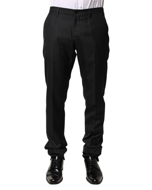Dolce & Gabbana Black Stripes Wool Dress Trousers Pants Se+Wv for men