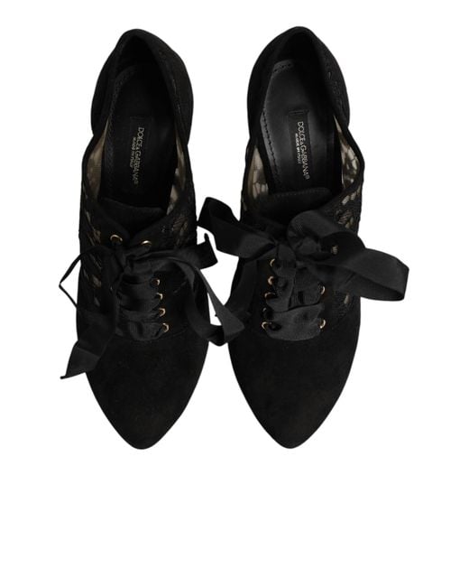 Dolce & Gabbana Black Floral High Heels Lace