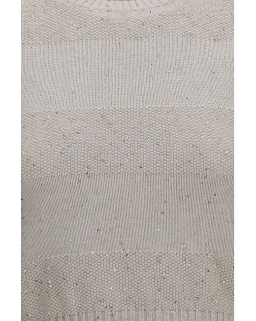 Brunello Cucinelli Gray Knit And Sequin Vest Cotton; Polyester Knitwear