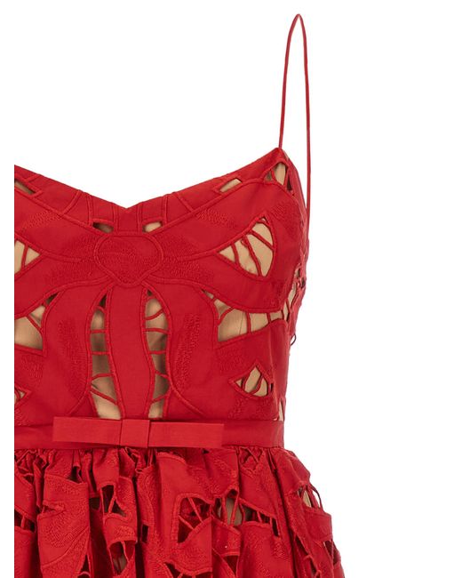Self-Portrait Bow Embroidered Midi' Dress