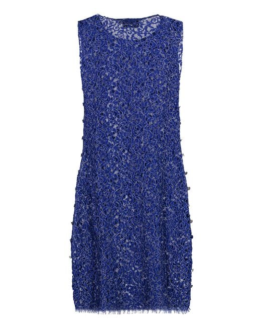 Coperni Blue Floral Lace Dress Polyamide