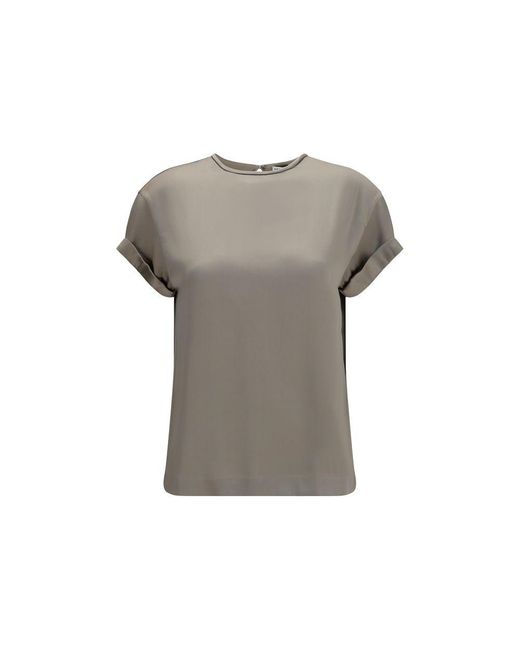 Brunello Cucinelli Gray Elastane Blouse