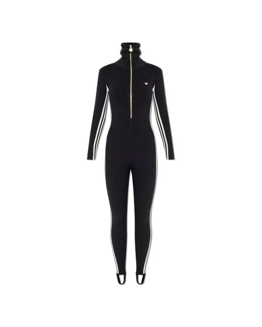 Adidas Originals Black Ribbed Jumpsuit