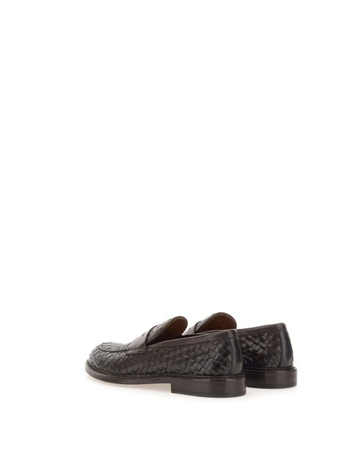 Doucal's Gray Straw Leather Moccasins for men