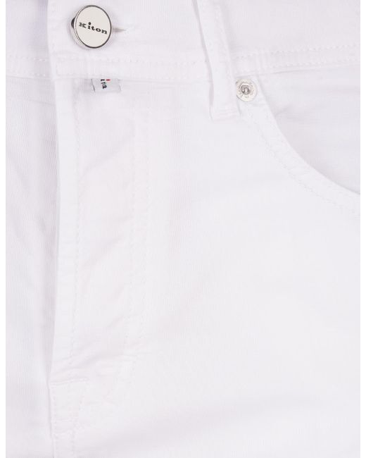 Kiton White 5 Pocket Straight Leg Trousers for men