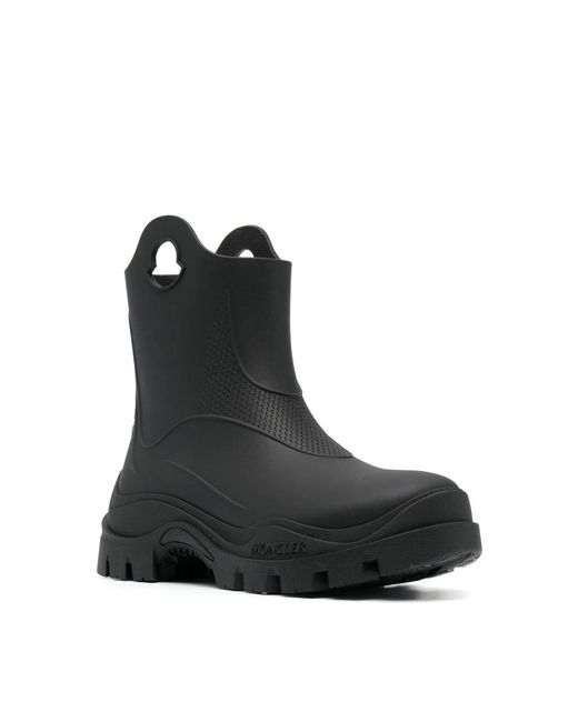 Moncler Black Misty Logo Round Toe Rain Boots For