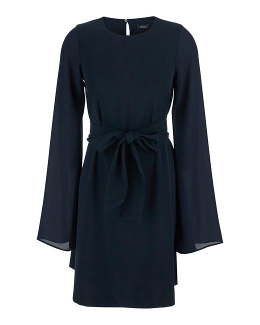 Le Plain Blue Dress Georgette Sleeves Cady Short With And Cut