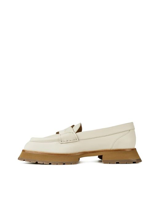 Moncler White Bell Logo Loafers