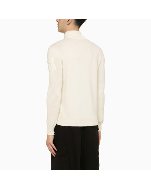 Moncler White Padded Cardigan With Logo for men