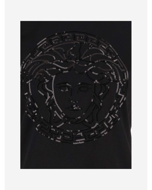 Versace Black Cotton T-shirt With Logo