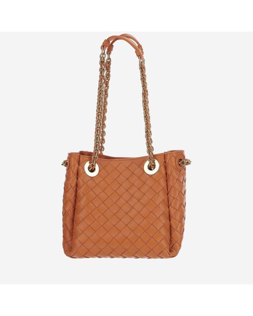 Bottega Veneta Brown Small Leather Parachute Bag Lambskin Shoulder