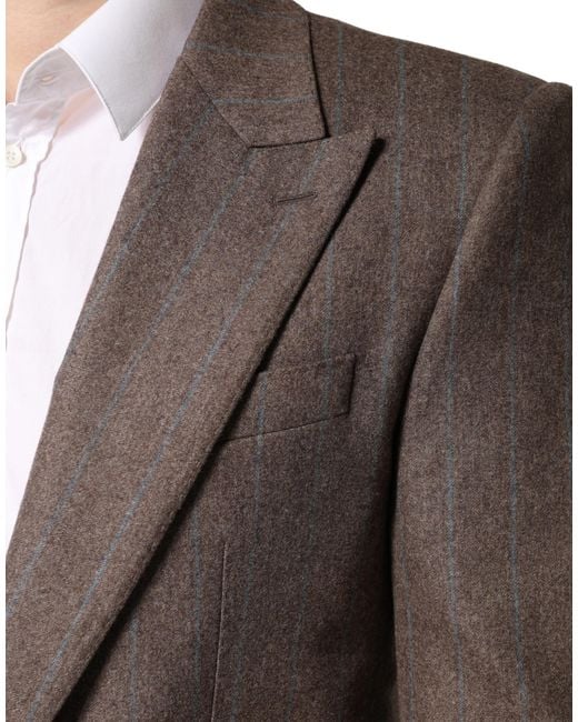 Dolce & Gabbana Brown Stripes Single Breasted Blazer Virgin Wool Clothing for men