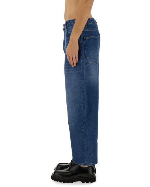 Studio Nicholson Blue Curved Cropped Jeans for men