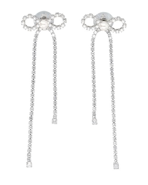 Self-Portrait White Elf-Portrait Crystal Droplet Bow Earrings