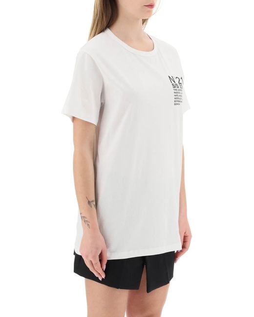 N°21 White N.21 Oversized T-shirt With Logo Print