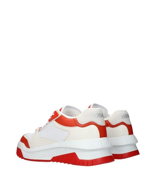 Versace Red Leather Athletic Sneakers for men