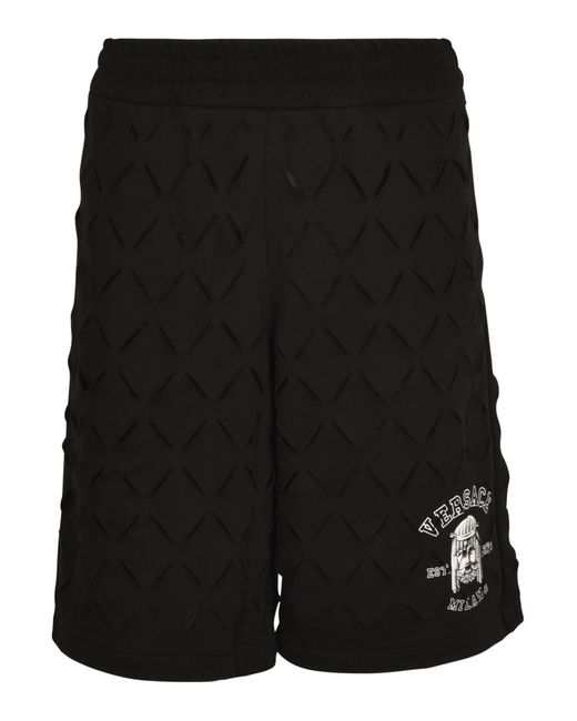 Versace Black Logo Print Shorts for men