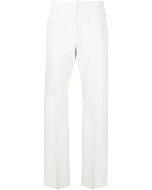 Ferragamo White High-Waisted Straight-Leg Trousers for men