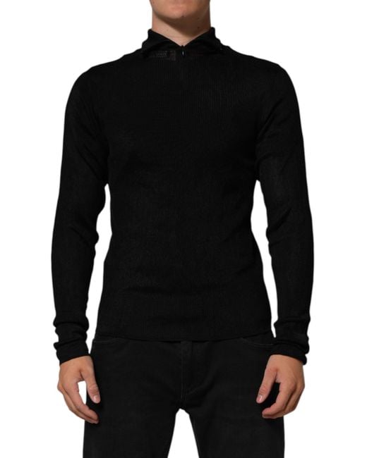 Dolce & Gabbana Black Viscose Turtle Neck Pullover Sweater Nylon Clothing for men