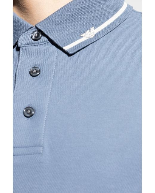 Emporio Armani Blue Cotton Polo for men