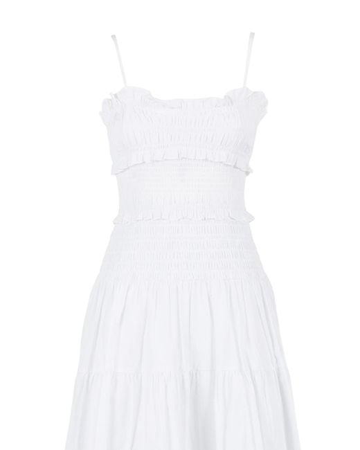 Michael Kors White Smocked Maxi Dress Organic Cotton