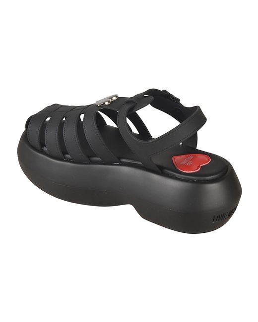 Love Moschino Black Platform Backstrap Sandals