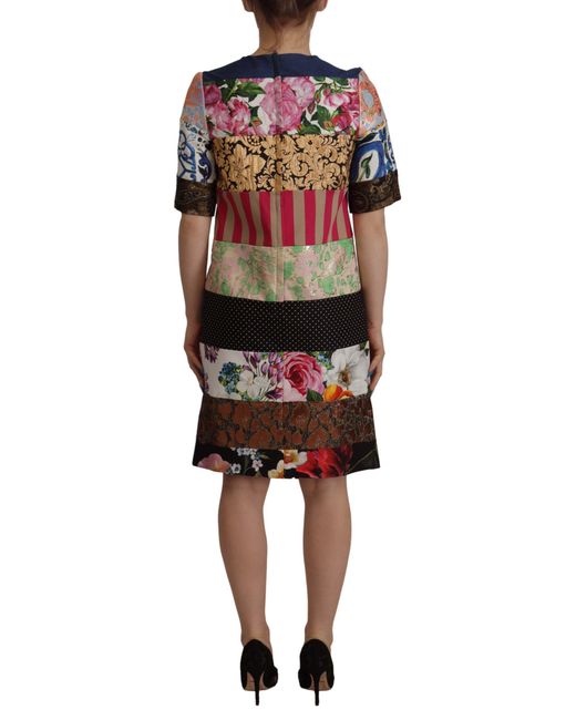 Dolce & Gabbana Black Patchwork Sheath Mini Dress
