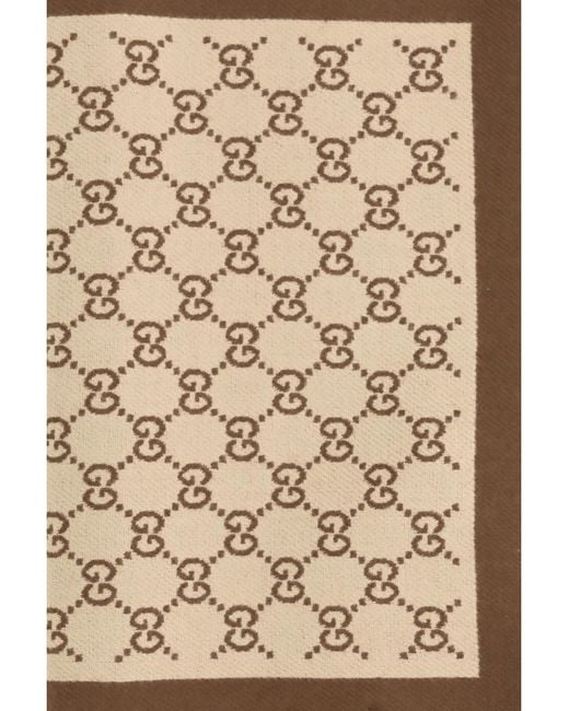 Gucci Natural Gg All-Over Wool Scarf Merino Ovis Aries