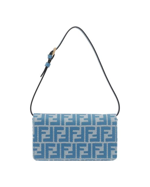Fendi Blue Wallet On Chain Baguette