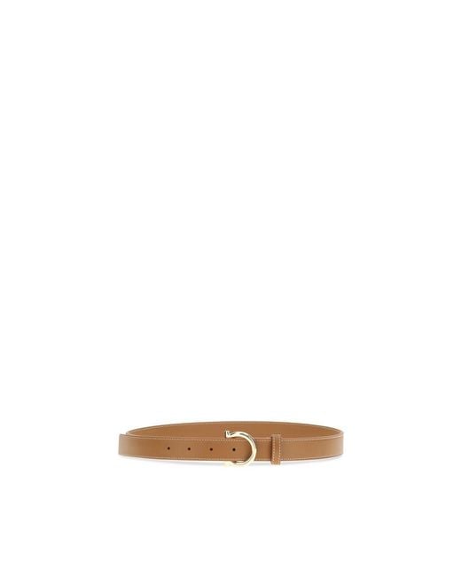 Ferragamo Brown Beige Calf Leather Bos Taurus Regular Belt