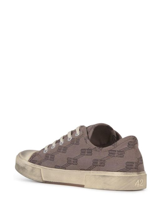 Balenciaga Brown All-over Monogram Print Laced Sneakers for men