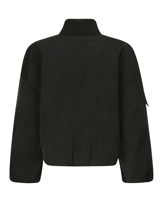 Ganni Black Light Twill Oversized Short Bomber Jacket