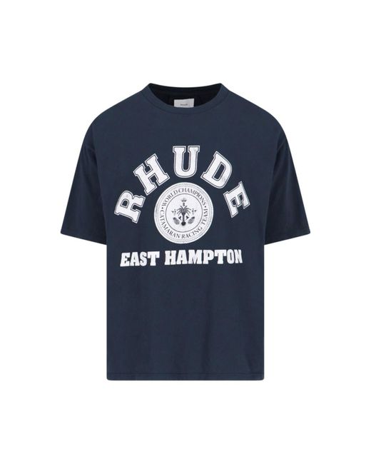 Rhude Blue Logo T-Shirt for men