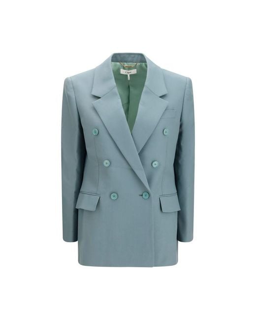 Chloé Blue Bicolor Wool Oves Aries Blazer