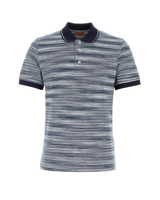 Missoni Gray Embroidered Cotton Polo Shirt for men