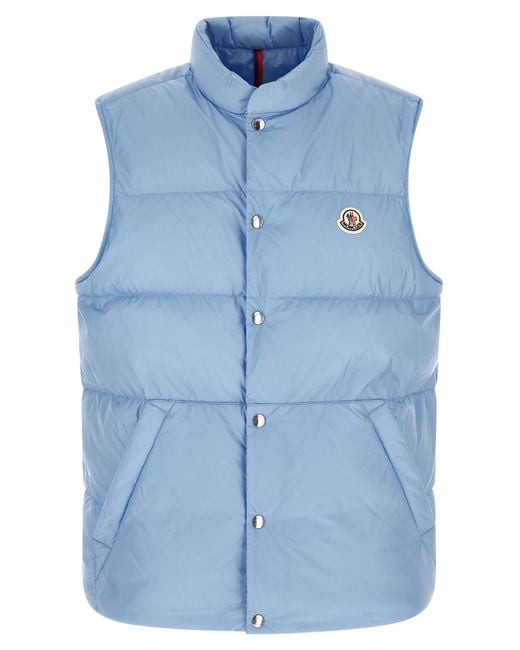 Moncler Blue Polyamide Sleeveless Jacket Clothing for men